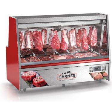 Imagem de Balcão Frigorifico Turino Com Depósito Gats200d Gelopar Expositor De Carnes Vermelho 220v