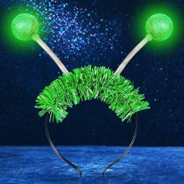 Imagem de Sixexey Light Up Alien Antenna Headband LED Space Martian Head Band Halloween Costume Hair Accessories for Women (C-Green)