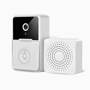 Imagem de Campainha Inteligente Wi-Fi com Câmera, Áudio Bidirecional, Visão Noturna, Interfone Sem Fio, BRANCA