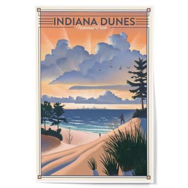 Imagem de Lantern Press Decoração de parede com impressão artística de 30 x 45 cm, Parque Nacional das Dunas de Indiana, Litografia