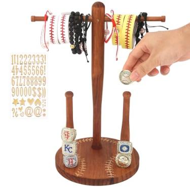 Imagem de BIU-BOOM Suporte de exibição de anel e colar de campeonato de beisebol, acessórios de beisebol, suporte de exibição de anel de gotejamento de softball, suporte de anel esportivo (círculo de beisebol)