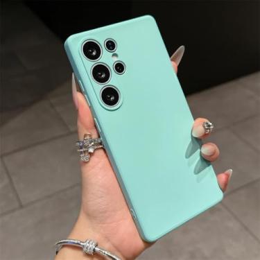 Imagem de Capa para Samsung S24Ultra Candy Color de silicone líquido à prova de choque, macia e completa (para Samsung S24Ultra/azul celeste)