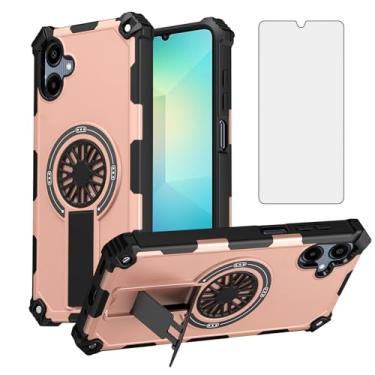 Imagem de Asuwish Capa de celular para Samsung Galaxy A06 5G com protetor de tela de vidro temperado e suporte magnético à prova de choque acessórios para celular híbrido fino Ao6 A 06 4G LTE mulheres homens