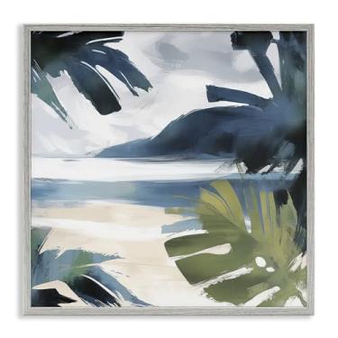 Imagem de Stupell Industries Beachy Tropical Vibes Gray Framed Giclee Art Design por Elara Yasna, 12 x 12