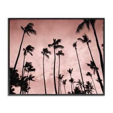 Imagem de Stupell Industries Evenings Edge Pink Palms Black Framed Giclee Art Design por Natalie Carpentieri, 40 x 50 cm