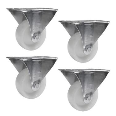 Imagem de Rodízio Fixo Leve Aço Zincado Nylon FLR 312 N 150KG - 4 Unidades Borra