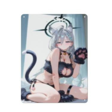 Imagem de Anime Sexy Bikini Hot Girl Pinup Girl Metal Tin Sign Wall Art Poster Decor for Home Bar Club Bedroom Bathroom Man Cave Otaku 30,5 x 40,6 cm, AF392