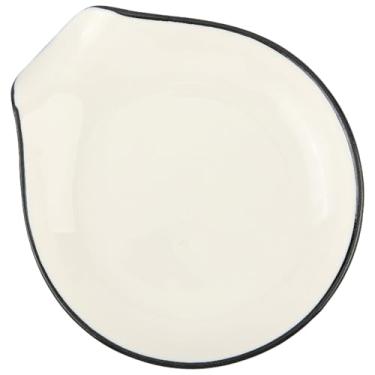 Imagem de CRASPIRE Pequeno descanso de colher de cerâmica branca em forma de gota, 9,94 x 3,46 polegadas, porcelana, lisa, bancada, fogão, utensílio, colher, organizador, acessórios, para balcão, café, casa