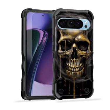 Imagem de EFGWSDER Capa para Pixel 10 Pro XL, [camada dupla] [proteção contra quedas de grau militar de 3,5 m] Capa resistente à prova de choque para Google Pixel 10 Pro XL 6,8 polegadas 2025, caveira engraçada