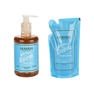 Imagem de Kit Sabonete Líquido Glicerina Tradicional 300ml + Refil Tradicional 300ml