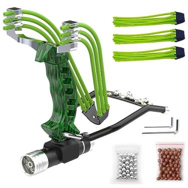 Imagem de Goldboy Estilingue de foguete de pulso, estilingue de caça dobrável potente para adultos, estilingue profissional com 3 elásticos de substituição e 120 bolas de munição (verde)