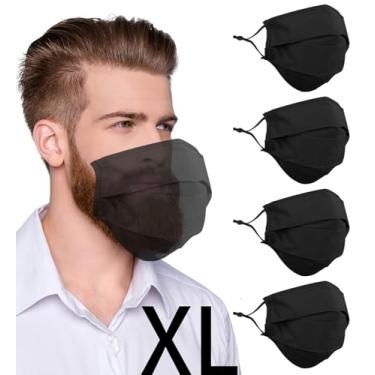 Imagem de Máscaras faciais extra grandes para homens e adultos com rosto grande/barba, alças ajustáveis, tecido de tecido de algodão GG máscaras com arame de nariz, laváveis, reutilizáveis, respiráveis