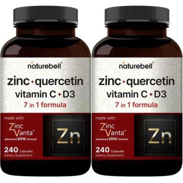 Imagem de Suplemento de quercetina de zinco NatureBell com vitamina C e D3 480 c