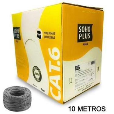 Imagem de 10 Metros De Cabo Rede CAT6 Sohoplus Furukawa, 100% Cobre, Cor:cinza