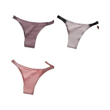 Imagem de Conjunto De 3 Calcinhas Femininas De Algodão, Tanga Sexy, Lingerie Ínt