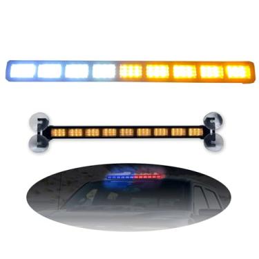 Imagem de 1 barra de luz de aviso de trânsito 43 cm, branco âmbar, perigo de segurança, pára-brisa dianteiro, traseiro, traço, luzes estroboscópicas de emergência para caminhões de arado, veículos de construção