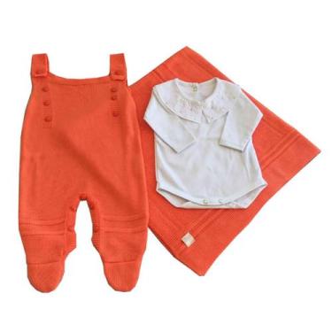 Imagem de Saída de Maternidade Jardineira 3 Peças - Kowak, Laranja, RN