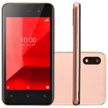 Imagem de Smartphone Multilaser E Lite Dourado com 32GB, 512MB de RAM, Tela 4”, Android 8.1, Dual Chip, Câmera 5MP, 3G, Bluetooth e Processador Quad core