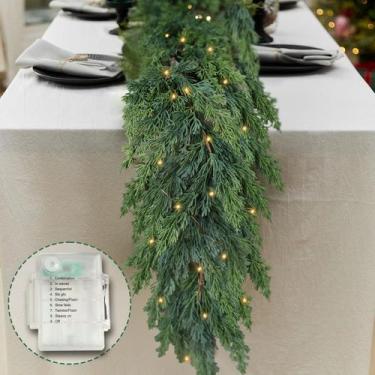 Imagem de Guirlanda de Natal OZFHUA Pine 1,8 m com luzes internas/externas