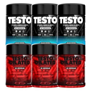 Imagem de Kit 3x Dilated Vitaminas Minerais Pote 60 Cáps Arginina Boro Rico em Magnésio Zinco e Vitamina B6 + 3x Vitaminas Minerais Pote 60 Cáps Masculino Feminino Boro Magnesium Zinco Niacina Vitamin B12 e B6