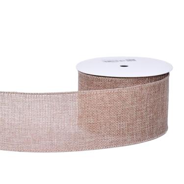 Imagem de YAMA Fita natural com fio de 6 cm x 10 metros, fitas com fio de serapilheira para embrulhar presentes, buquê de flores, árvore de Natal, fazer laços de guirlanda