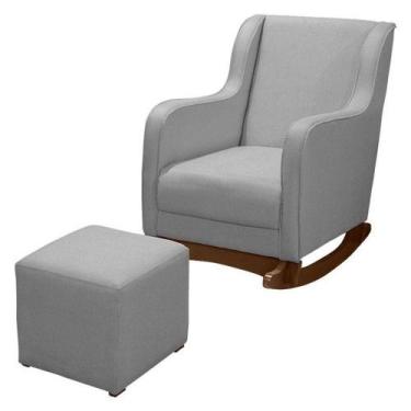 Imagem de Poltrona Amamentação Aquila Plus Com Puff Linho Cinza - Fratello - FRA