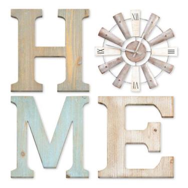 Imagem de Decoração de parede ZAZIWZ Farmhouse Home Signs com relógio de moinho 
