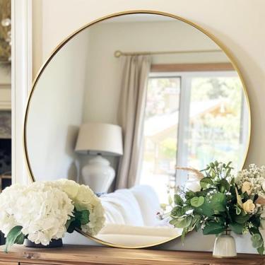Imagem de Moldura de liga de alumínio Mirror Winnker Gold Round de 60 cm