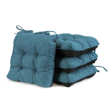 Imagem de Dormirpilow Conjunto de 4 almofadas de cadeira para cadeiras de jantar, almofadas de assento de cozinha com tufos, 4 unidades, almofadas de espuma viscoelástica com laços e suporte antiderrapante, 39