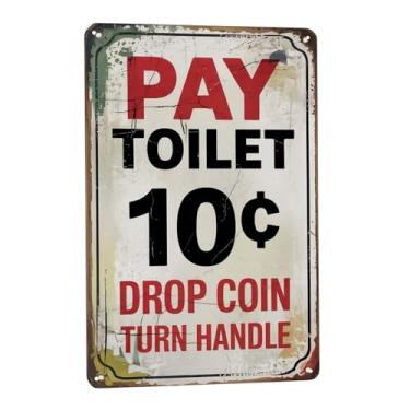 Imagem de Placa decorativa vintage para banheiro, 20 x 30 cm, arte de parede de metal para casa, jardim e escritório, decoração retrô estética para sala de estar, cozinha e muito mais