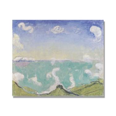 Imagem de Pinturas a óleo famosas, (paisagem 06) por Ferdinand Hodler, reprodução impressa em tela, arte de cenário para decoração de sala de estar. Apenas tela de 80 x 96 cm - 31,4 x 37,8 pol