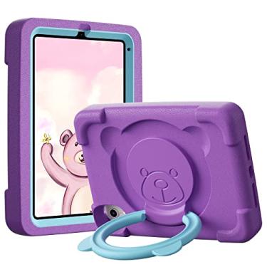 Imagem de PZOZ Capa para iPad Mini 6 Kids compatível com iPad Mini 6ª geração 21.1 cm 2021, EVA à prova de choque, alça giratória dobrável, suporte resistente, capa protetora fofa para meninos e meninas (roxa)