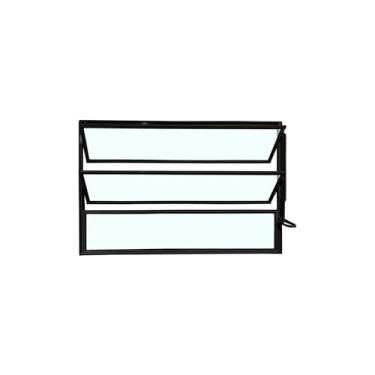 Imagem de Vitrô Basculante 1 Seção 60x100 Linha Esmeralda – Alumínio Preto, Vidro Liso 3mm – Lumineziri Esquadrias
