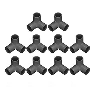 Imagem de 3 Way Pipe Fittings Plástico PVC Ângulo Direito Tee Canto Conector 20mm Diâmetro Interno 10PCS Set for Water Pipes Móveis Greenhouse Tendas (Preto)