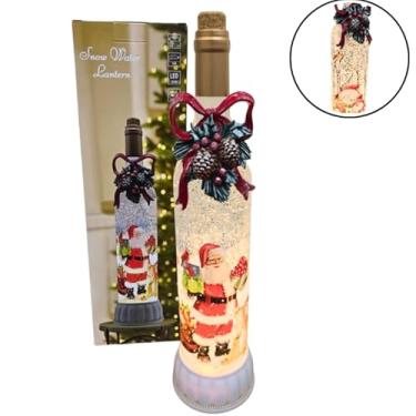 Imagem de Garrafa Decorativa Natalina com LED, Globo de Neve Musical, 38 cm, USB (Papai Noel)