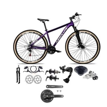 Imagem de Bicicleta Aro 29 Absolute Nero 5 Câmbios Shimano Alívio/altus 27v Freio A Oléo Garfo Trava Pneu C/faixa -roxo Tam.13.8
