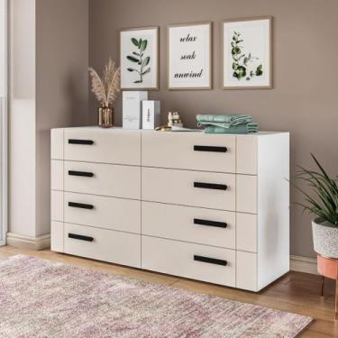Imagem de Cômoda com 8 Gavetas Lisboa Branca com Creme Politorno