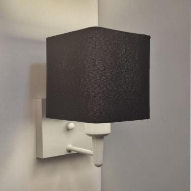 Imagem de Arandela Quadrada Vivare Md-2006 Base Branco Cúpula Em Tecido - Bivolt Branco-preto 127-220v