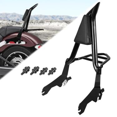 Imagem de AUFER Conjunto de bagagens destacável para encosto de passageiro Sissy Bar com kit de ferragens de ancoragem compatível com Softail Low Rider FXLR FXRST S FXLRS ST FXLRST Sport Glide FLSB 2018-2024