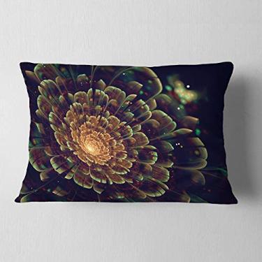 Imagem de Designart Orange Metallic Fractal Flower' Abstract Throw Lombar, sala de estar, sofá, almofada de alta qualidade + capa de almofada impressa em ambos os lados 30,5 x 50,8 cm