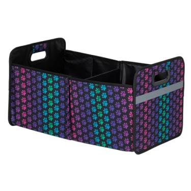 Imagem de Paws Organizador de porta-malas de carro dobrável com alças base antiderrapante bolsa de viagem para caminhão SUV (Rainbow Paws)