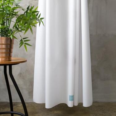 Imagem de onesevennine Cortina de chuveiro de designer coreana – Sem costura, resistente à água (180 cm L x 188 cm C) Branco puro – Inclui 12 ganchos de plástico para fácil configuração