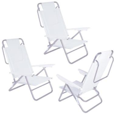 Imagem de Kit 3 Cadeira Reclinável Summer 6 Posições Alumínio Praia Camping - Mo