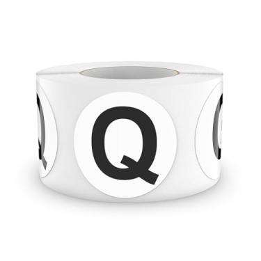 Imagem de FINDAT Adesivos redondos com letra Q, círculo de vinil, 3,8 cm, letras maiúsculas, etiquetas autoadesivas, removíveis, à prova d'água, pontos para inventário de escritório em casa, 500 peças