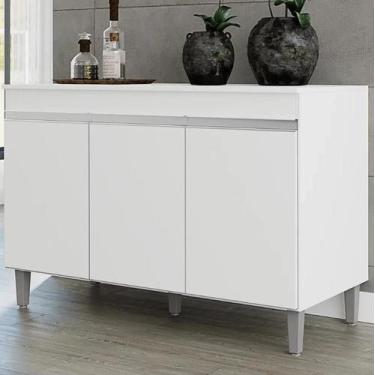 Imagem de Balcão Gabinete de Pia Manu 120cm S/ Tampo Branco - Ajl Móveis - Ajl M