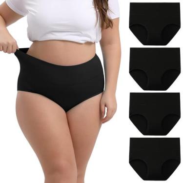 Imagem de Roupa íntima feminina INNERSY plus size de algodão de cintura alta, pa
