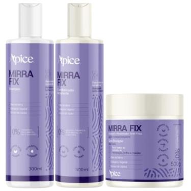 Imagem de Kit Mirrafix Apice Shampoo + Condicionador + Ativador Acidificante Hidratante Capilar Vegano 500g