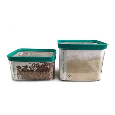 Imagem de Kit Conjunto 02 Potes Herméticos Mantimentos Arroz Feijão (Verde)