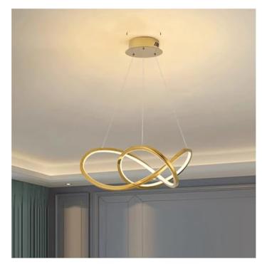 Imagem de Lustre para sala de jantar, iluminação interna, luminária de teto, luminária de parede, lustre LED, iluminação interna para sala de estar (dourado, 60 cm, branco frio).