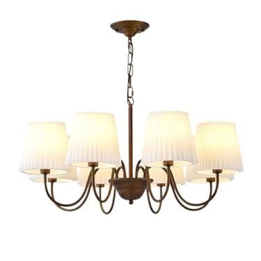 Imagem de Lustre francês de 6 luzes, tecido de bronze esfregado a óleo, luminária pendente de teto estilo fazenda, luminária vintage grande para quarto, sala de jantar, cozinha, ilha, sala de estar, h